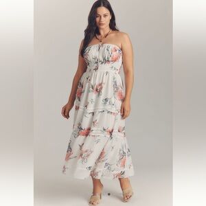 Anthropologie Somerset Chiffon Strapless Floral Midi Dress XSmall NWT SOLD OUT